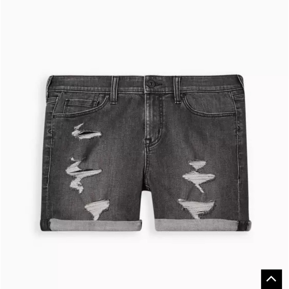 torrid Black Distressed Denim Jean Shorts - Picture 3 of 15